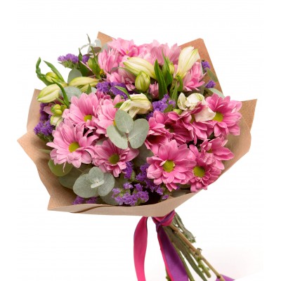 Букет цветов в крафт бумаге "Сияние"